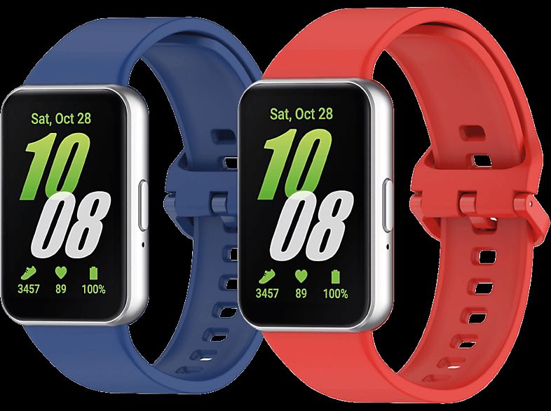 Pack Correas - Friendly License FRSWB106, Silicona, Compatible con Samsung Galaxy Watch Fit 3, Azul y Rojo